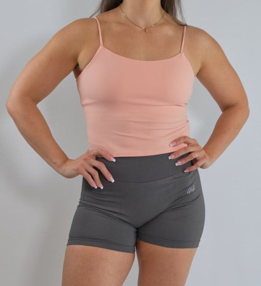 Gym Camisole with Built in Bra Front View in Pink Champagne