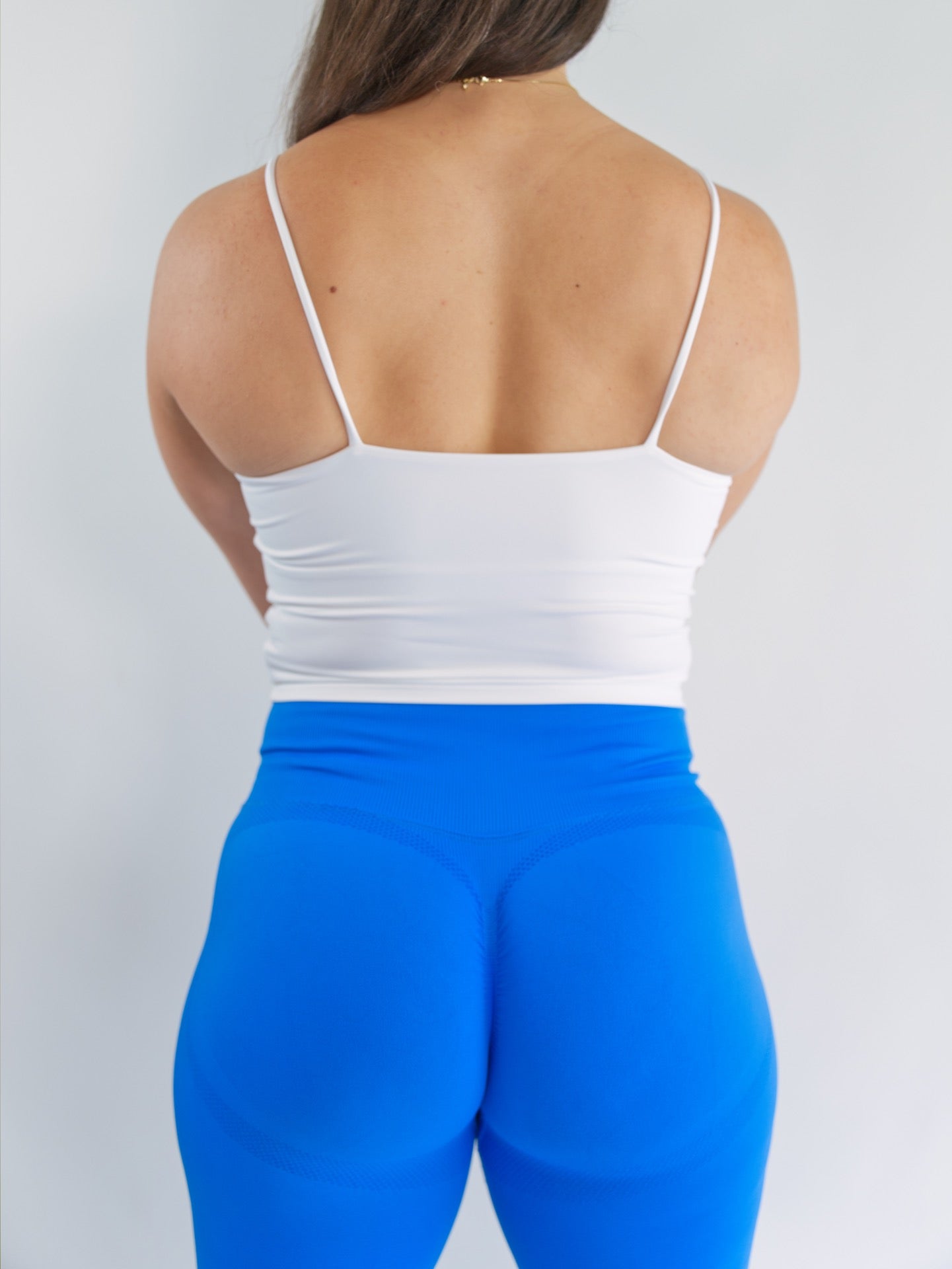 Gym Camisole with Built in Bra Back View in Ice White