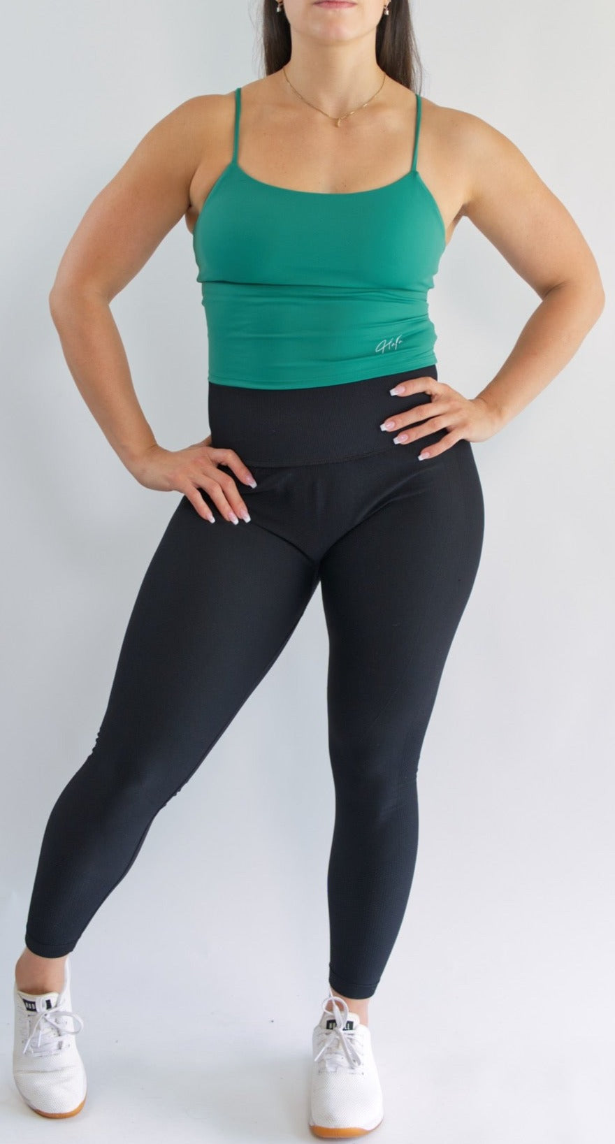 Gym Camisole with Built in Bra Front View in Green Apple