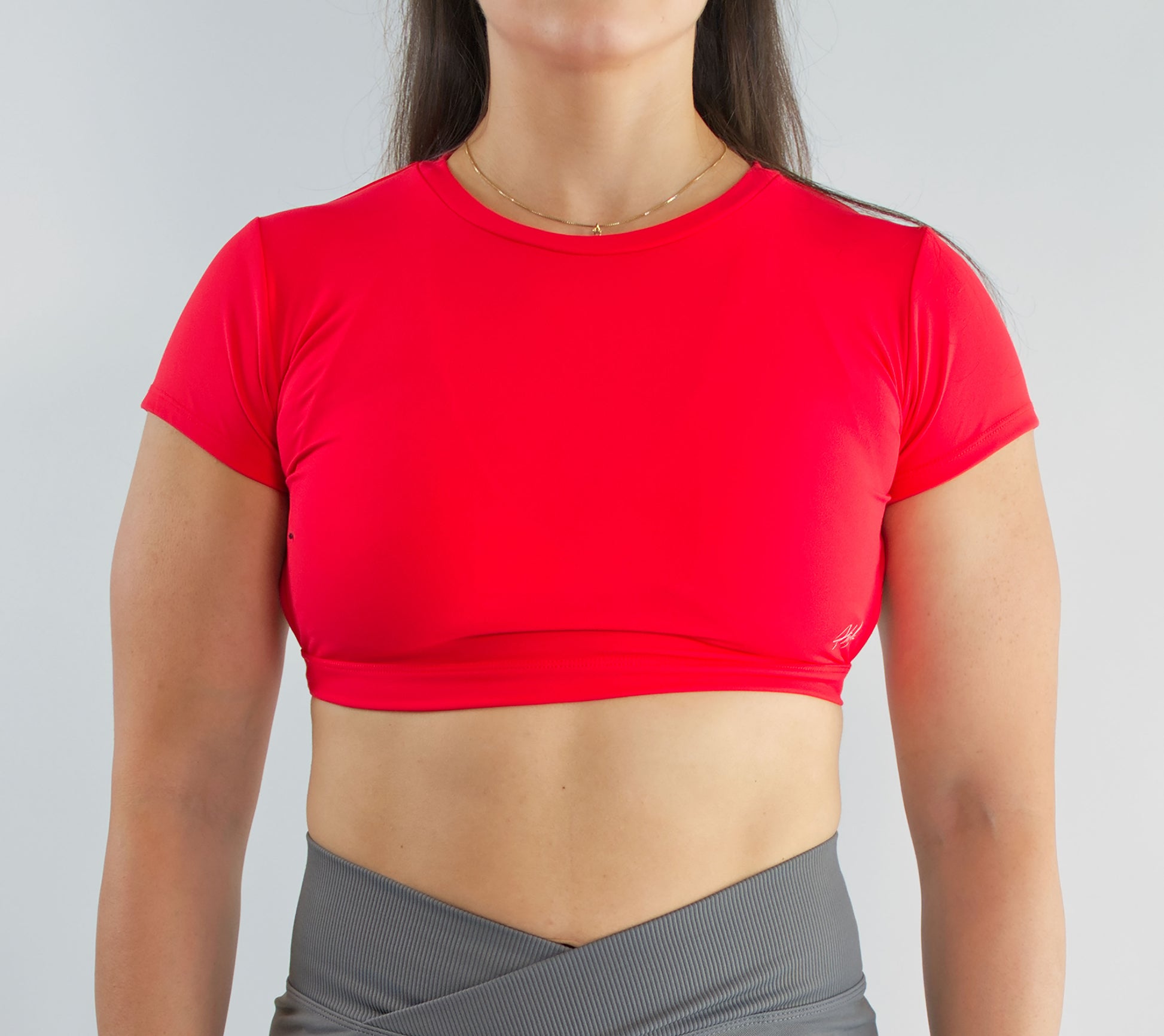 HALA Gym Open Back Workout Top Gym Crop Top Cherry Red Front View